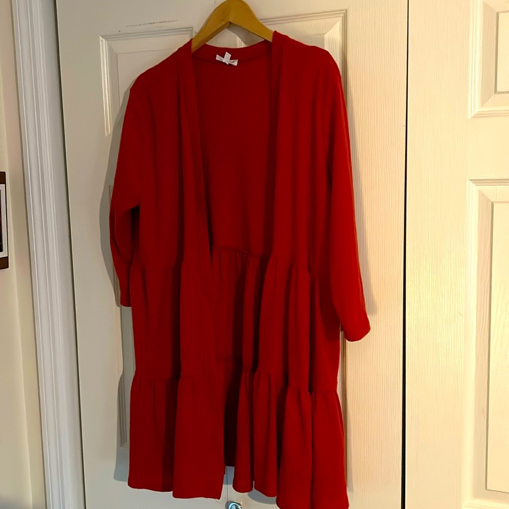 Chic soul tiered cardigan in burnt orange.